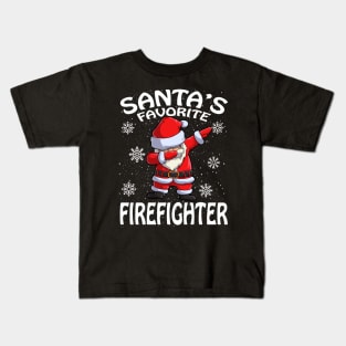 Santas Favorite Firefighter Christmas Kids T-Shirt